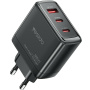Yesido YC144 GaN hitri polnilni adapter z vrati 2x USB-C / USB-A - 65W - črn