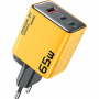 WEKOME WP-U45 GaN hitri polnilni adapter z vrati 2x USB-C / USB-A - 65W - rumen