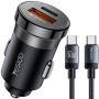 Yesido Y72 komplet avtopolnilca s priključki USB-C / USB-A in kablom USB-C na USB-C - 30W - 1 m - črna