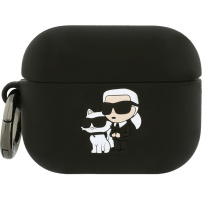 Karl Lagerfeld 3D Logo NFT Karl and Choupette silikonski ovitek za AirPods Pro 3 - črn