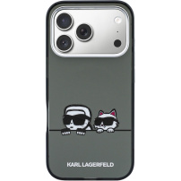 Karl Lagerfeld IML K&CH Heads Logo prozoren ovitek z MagSafe za iPhone 17 Pro - siv