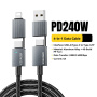 ESSAGER 2v1 pleten polnilni in podatkovni kabel - USB-C / USB-A na USB-C / Lightning - 1 m - siv