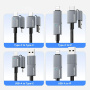 ESSAGER 2v1 pleten polnilni in podatkovni kabel - USB-C / USB-A na USB-C / Lightning - 1 m - siv