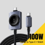 ESSAGER 2v1 univerzalen pleten polnilni Kabel - USB-C na magnetni plošček / USB-C - 1 m - črn