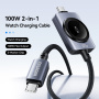 ESSAGER 2v1 univerzalen pleten polnilni Kabel - USB-C na magnetni plošček / USB-C - 1 m - črn
