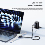 ESSAGER 2v1 univerzalen pleten polnilni Kabel - USB-C na magnetni plošček / USB-C - 1 m - črn