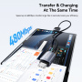 ESSAGER 2v1 univerzalen pleten polnilni Kabel - USB-C na magnetni plošček / USB-C - 1 m - črn