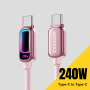 ESSAGER pleten polnilni in podatkovni Kabel z osvetlitvijo - USB-C na USB-C - 1 m - roza