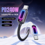 ESSAGER pleten polnilni in podatkovni Kabel z osvetlitvijo - USB-C na USB-C - 1 m - roza