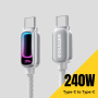 ESSAGER pleten polnilni in podatkovni kabel z osvetlitvijo - USB-C na USB-C - 1 m - svetlo siv