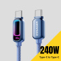 ESSAGER pleten polnilni in podatkovni Kabel z osvetlitvijo - USB-C na USB-C - 1 m - moder