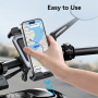 USAMS ZJ082 nosilec za kolo in motor za krmilo in vzvratno ogledalo za iPhone - črno-srebrn