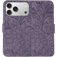 Preklopni etui z vzorcem čipke za iPhone 17 Pro Max - vijoličen