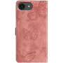 Preklopni etui z vzorcem metuljev za iPhone 16e / 17e - roza