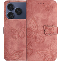 Preklopni etui z vzorcem metuljev za iPhone 17 Pro / 18 Pro - roza