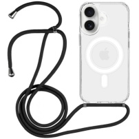 Prozoren ovitek z vrvico in MagSafe za iPhone 16 - črn