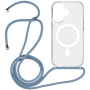 Prozoren ovitek z vrvico in MagSafe za iPhone 16 - moder