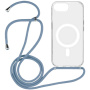 Prozoren ovitek z vrvico in MagSafe za iPhone 16e / 17e - moder