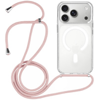 Prozoren ovitek z vrvico in MagSafe za iPhone 17 Pro - roza