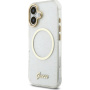 Guess IML Glitter Script Strap ovitek z MagSafe in paščkom za iPhone 17 - prozoren