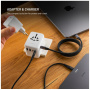 FIXED Voyager GaN univerzalni potovalni adapter s priključki 3x USB-C / 2x USB-A in izvlečnimi vtiči - 70W - bel