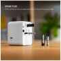 FIXED Voyager GaN univerzalni potovalni adapter s priključki 3x USB-C / 2x USB-A in izvlečnimi vtiči - 70W - bel