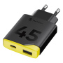 Tactical Minimi GaN adapter za hitro polnjenje z vrati USB-C / USB-A - 45W - črn