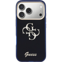 Guess IML 4G Script Metal Logo ovitek za iPhone 17 Pro Max - temno moder