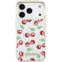 Guess IML Glitter Cherry ovitek z MagSafe za iPhone 17 Pro - češnje