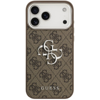 Guess 4G Silver Metal Logo ovitek za iPhone 17 Pro Max - rjav