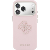 Guess Resin Logo ovitek za iPhone 17 Pro - roza