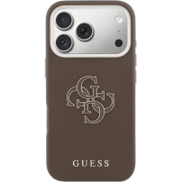 Guess Resin Logo ovitek za iPhone 17 Pro Max - rjav