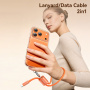 USAMS SJ784 2v1 silikonski polnilni in podatkovni Kabel in pašček - USB-C na USB-C - 30 cm - oranžen