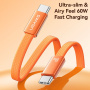 USAMS SJ783 pleten polnilni in podatkovni Kabel z osvetlitvijo - USB-C na USB-C - 1,2 m - oranžen