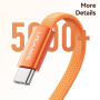 USAMS SJ783 pleten polnilni in podatkovni kabel z osvetlitvijo - USB-C na USB-C - 1,2 m - temno moder