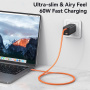 USAMS SJ783 pleten polnilni in podatkovni kabel z osvetlitvijo - USB-C na USB-C - 1,2 m - temno moder