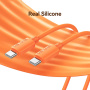 USAMS SJ787 silikonski polnilni in podatkovni kabel - USB-C na USB-C - 1 m - oranžen