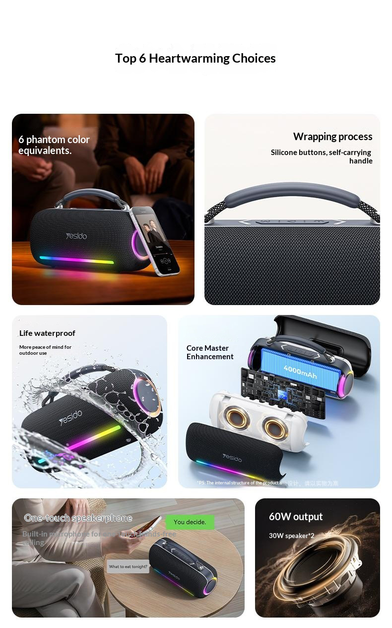 Yesido YSW43 brezžični Bluetooth zvočnik z osvetlitvijo - črn