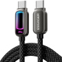 ESSAGER pleten polnilni in podatkovni kabel z osvetlitvijo - USB-C na USB-C - 1 m - črn