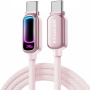 ESSAGER pleten polnilni in podatkovni Kabel z osvetlitvijo - USB-C na USB-C - 1 m - roza