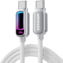 ESSAGER pleten polnilni in podatkovni kabel z osvetlitvijo - USB-C na USB-C - 1 m - svetlo siv