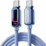 ESSAGER pleten polnilni in podatkovni Kabel z osvetlitvijo - USB-C na USB-C - 1 m - moder