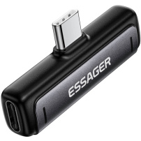 ESSAGER 2v1 avdio in polnilna redukcija - 2x USB-C na USB-C - siva