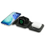 Guess 4G 3v1 zložljiv brezžični MagSafe polnilnik za iPhone / Apple Watch / AirPods - 15W - siv