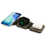 Guess 4G 3v1 zložljiv brezžični MagSafe polnilnik za iPhone / Apple Watch / AirPods - 15W - rjava