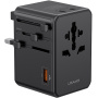 USAMS CC334 GaN univerzalni potovalni adapter s priključki 3x USB-C / USB-A in izvlečnimi vtiči - 100 - črn