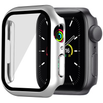 Mat zaščitni ovitek s kaljenim steklom za Apple Watch 45mm - srebro