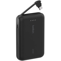 BELKIN Boost Charge prenosna baterija z integriranim kablom USB-C in priključkom USB-C - 10 000 mAh - črna