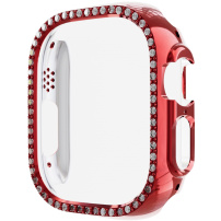 Kovinski etui s kristali za Apple Watch Ultra 49mm - rdeče