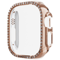 Kovinski etui s kristali za Apple Watch Ultra 49mm - roza-zlato